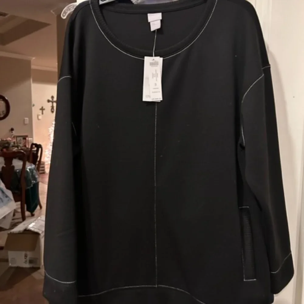 Chico's Zenergy Sweatshirt Navy Women's 2-3x NEW w/tag - Picture 2 of 3